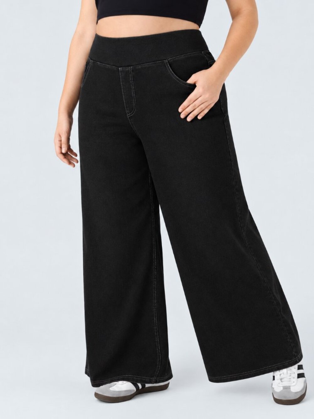 Halara Flex Carbon Paint Denim High Waist Baggy Wide Leg Washed Casual Jeans